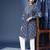 Pure cotton geometric printed band collar indigo crafted kurta
