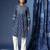 Pure cotton geometric printed band collar indigo crafted kurta