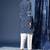 Pure cotton geometric printed band collar indigo crafted kurta