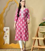 Women ethnic motifs printed daily cotton straight kurta