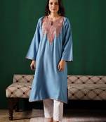 Kashmiri golden boti tilla embroidered cashmilion round-neck winter kurta