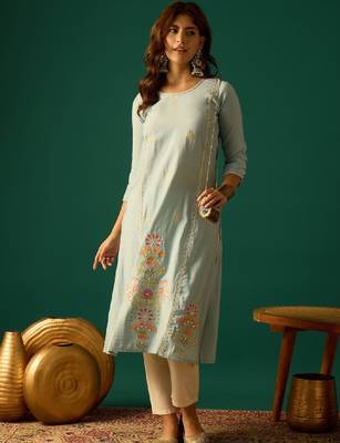 Women solid straight kurtas 4