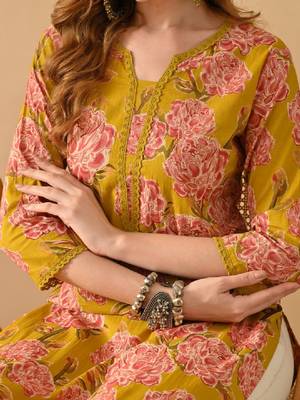 Floral printed cotton straight kurta 3