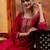 Women floral embroidered round neck zari silk kurta