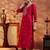 Women floral embroidered round neck zari silk kurta