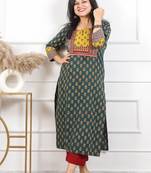 Women ethnic motifs printed pure cotton straight kurta