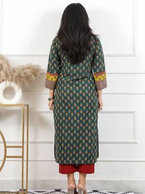 Women ethnic motifs printed pure cotton straight kurta 3