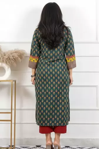 Women ethnic motifs printed pure cotton straight kurta