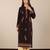Floral embroidered mandarin collar thread work woollen straight kurta