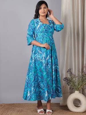 Women ethnic motifs printed anarkali kurta 4