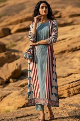 Women geometric printed kurta