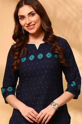 Women ethnic motifs dobby kurta