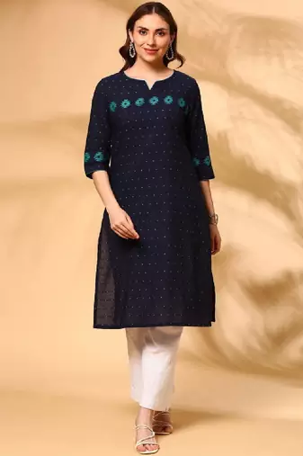 Women ethnic motifs dobby kurta