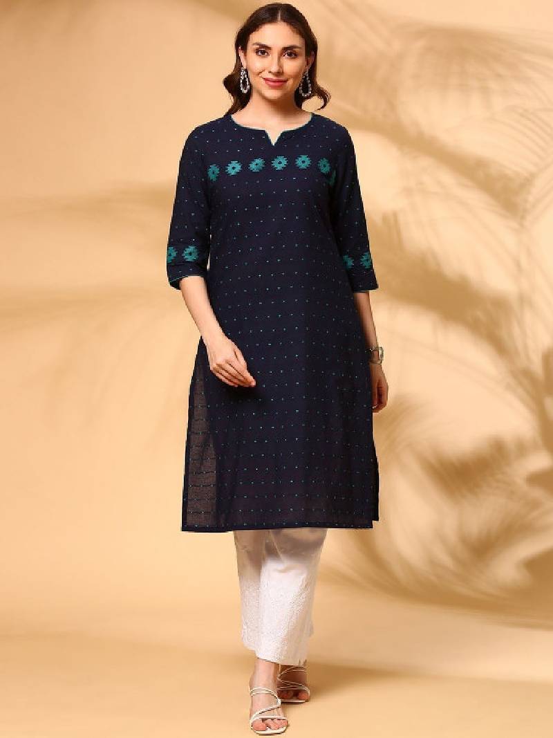 Women ethnic motifs dobby kurta