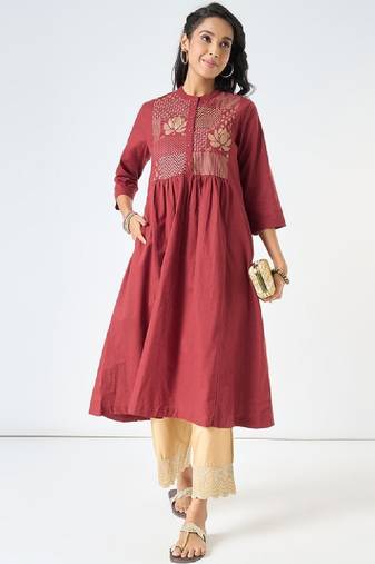 Women printed flared sleeves anarkali kurta