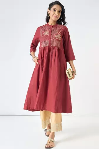 Women printed flared sleeves anarkali kurta