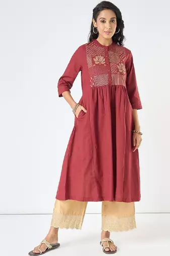 Women printed flared sleeves anarkali kurta