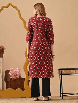 Women ethnic motifs printed indie prints kurta 1