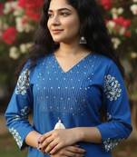 Women sequinned block print kurta