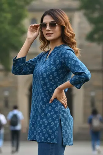 Women ethnic motifs printed summer sheers kurta