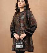 Women paisley flared sleeves floral jacquard kurta