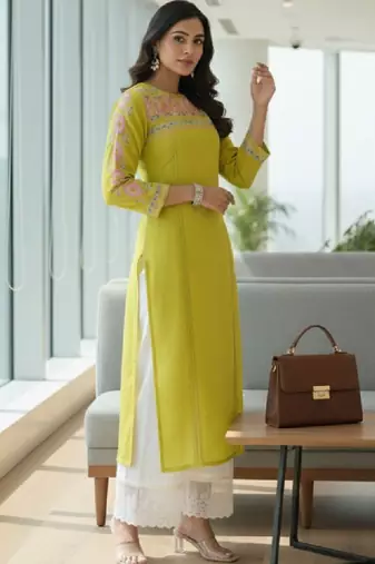 Women embellished thread work kurta