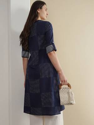 Fort cotton geometric straight calf length kurta 2