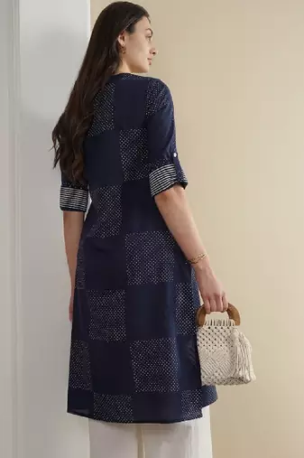 Fort cotton geometric straight calf length kurta