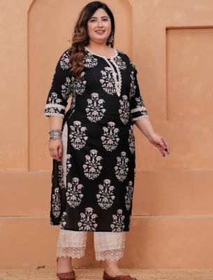 Women ethnic motifs printed floral kurta 1