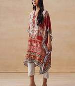 Women rust printed crepe kaftan kurta
