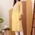 Modal chikankari kurta with blush pink and green embroidery - lemon yellow