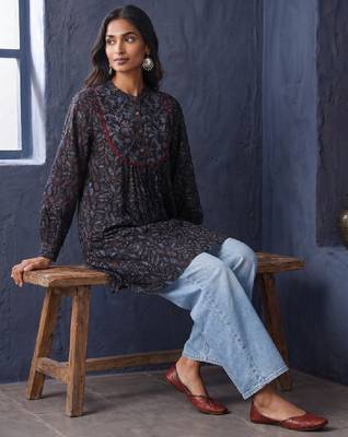 Ajrakh printed pure cotton kurta 2