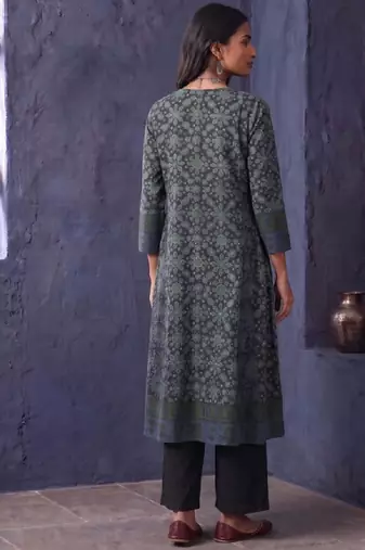 Ajrakh indie floral printed kurta