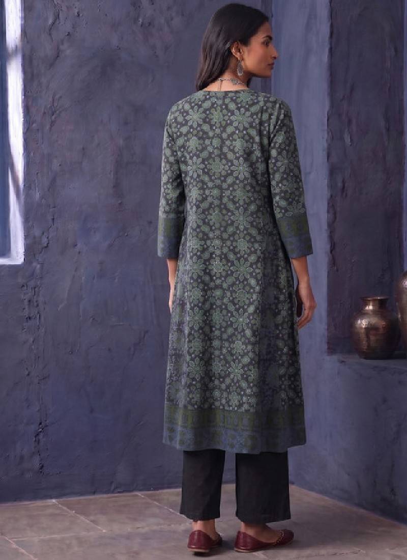 Ajrakh indie floral printed kurta