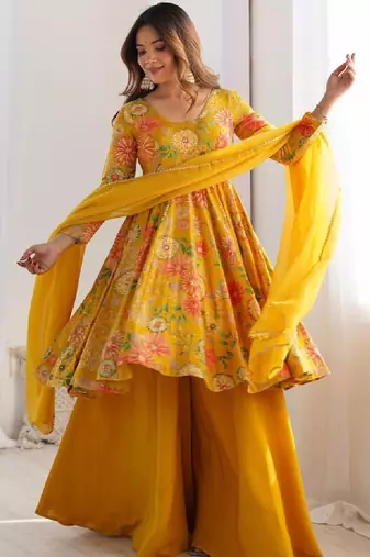 Women floral printed floral anarkali kurta