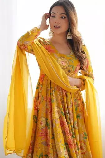 Women floral printed floral anarkali kurta