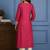 Embroidered chanderi silk round neck calf length straight kurtas