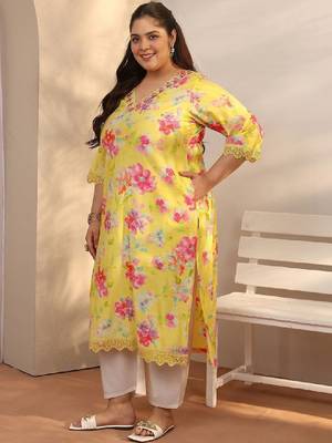 Plus size women floral printed floral kurta 1