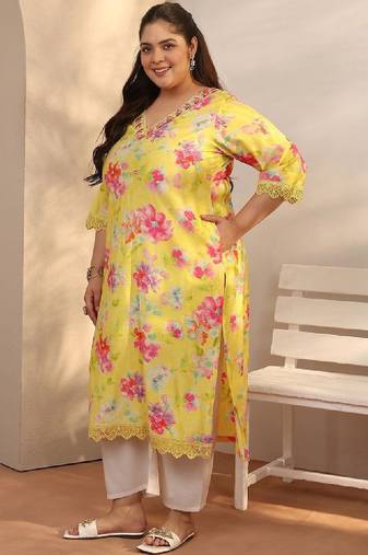Plus size women floral printed floral kurta