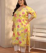 Plus size women floral printed floral kurta