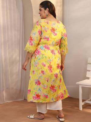Plus size women floral printed floral kurta 3