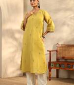 Women embellished mirror work kurta