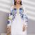 Women white floral embroidered thread work jacquard cotton kurta