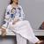 Women white floral embroidered thread work jacquard cotton kurta