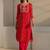 Red bandhani printed chiffon straight kurta