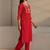 Red bandhani printed chiffon straight kurta