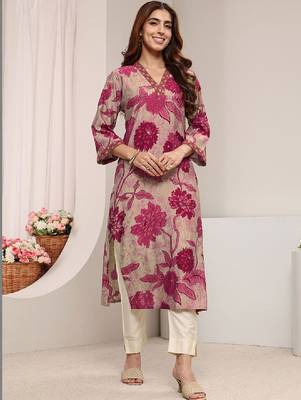 Maroon floral printed straight kurta 2