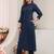 Blue striped woven design rayon straight kurta