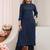 Blue striped woven design rayon straight kurta