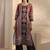 Women maroon striped printed straight kurta